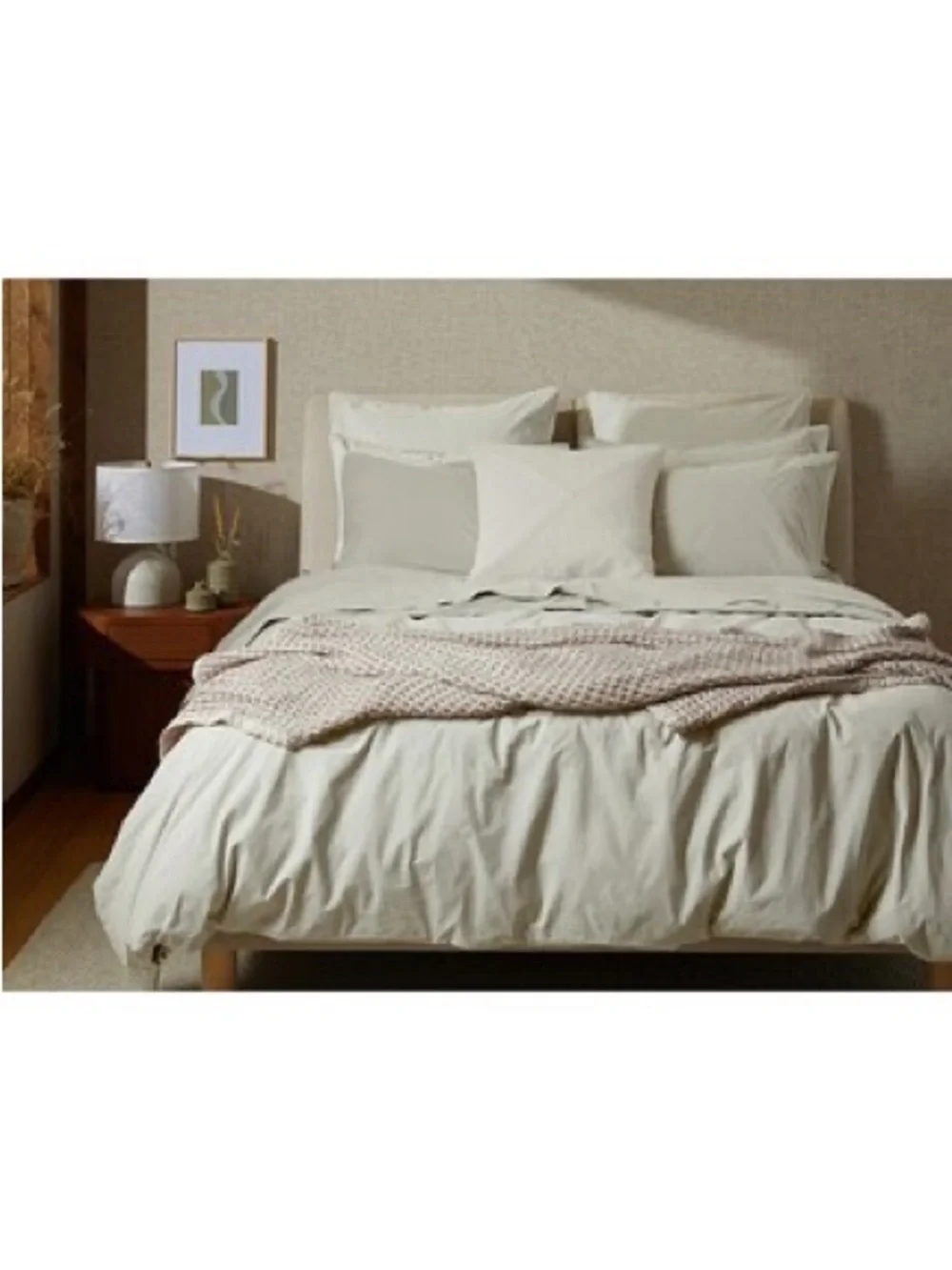 Parachute Waffle Cotton Throw Blanket in Beige